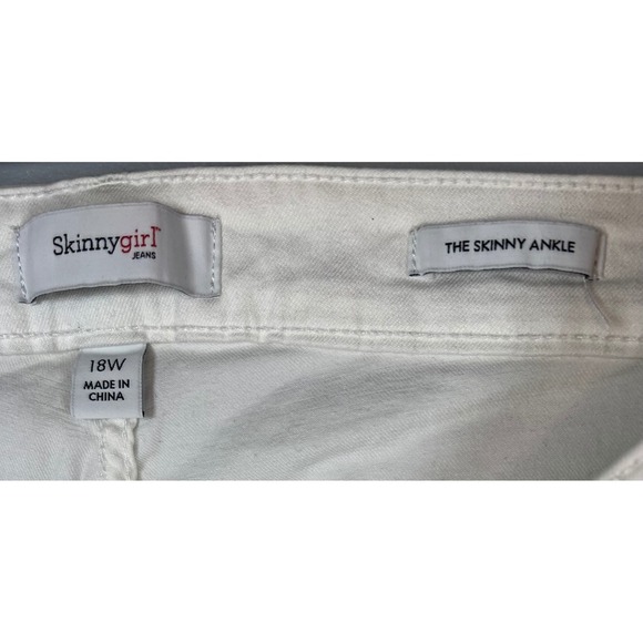NWT Skinny Girl Skinny Ankle Mid Rise Jeans, White, Plus Size 18W - Picture 6 of 10